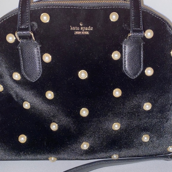 Kate Spade BLACK VELVET WITH PEARLS Laurel Way Mini Reiley - Picture 3 of 10